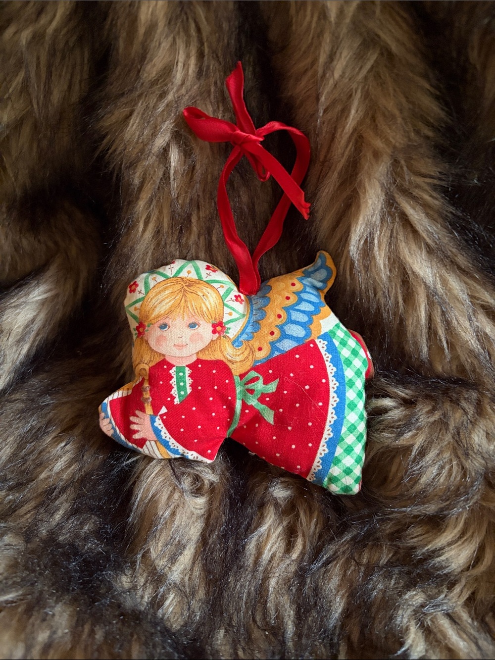 Vintage Handmade Cloth Angel Christmas Ornament